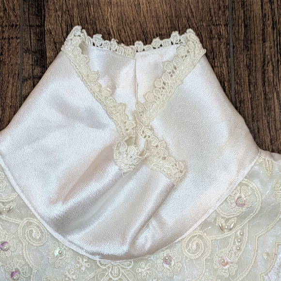 3/$30 80s Dae Suk M Beaded Lace Back Button Prairie Blouse - Picture 7 of 13